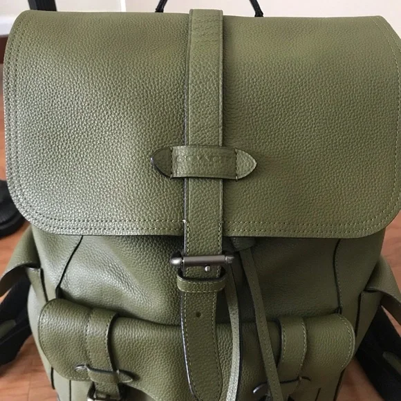 Coach Hudson Leather Backpack, Olive Green, F36811 - Picture 5 of 16